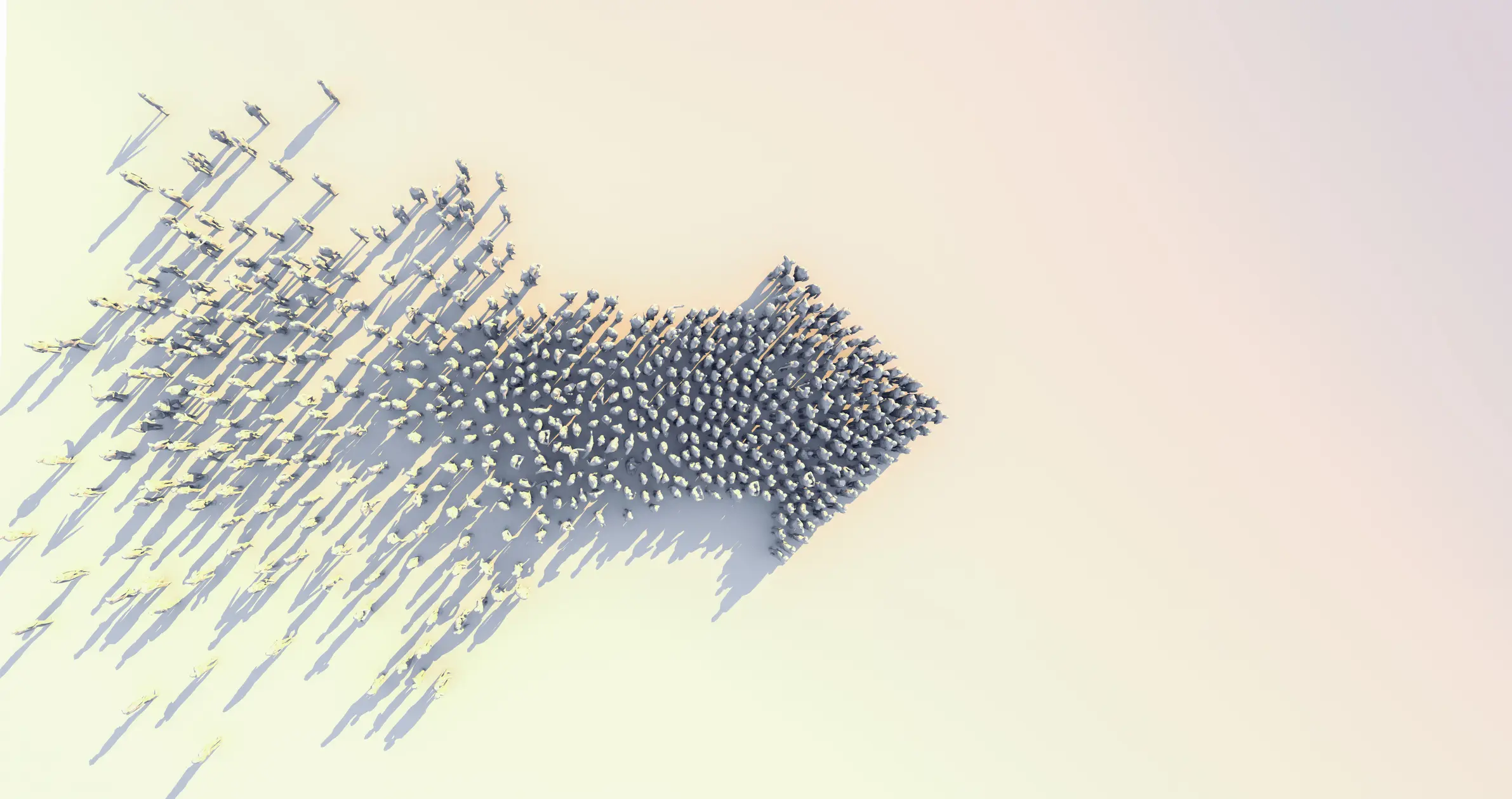 Individuals put into an arrow formation to represent forward momentum